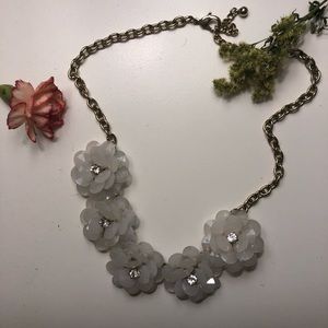 White and gold flower statement necklace